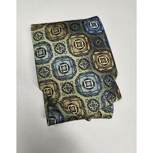 100% Silk Piattelli Platinum Geometric Men's Tie Made In USA Vintage Necktie